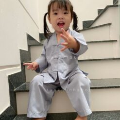 Đồ lam đi lễ chùa kiểu la hán cho bé gái màu lam