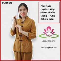 Bộ đồ lam đi chùa cho nữ kiểu xẩm thẳng màu vàng bò MS019