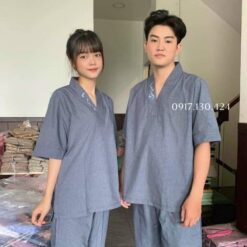 Đồ lam đi chùa nam nữ kiểu thiền chữ tâm Tici