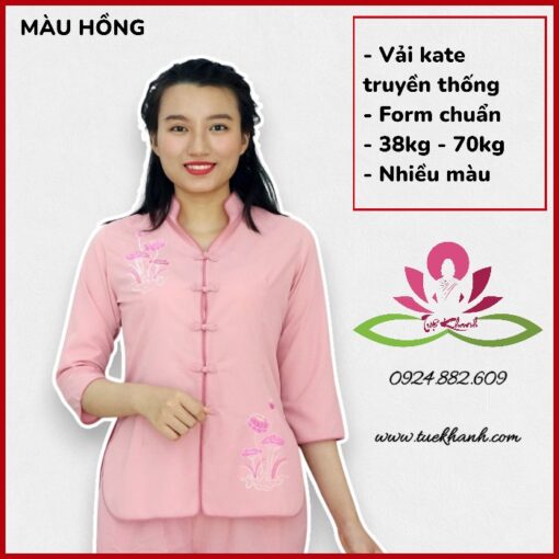 Bộ đồ Lam Đi Chùa Trang Nhã Kiểu Xẩm Thẳng Màu Hồng Nhạt MS021