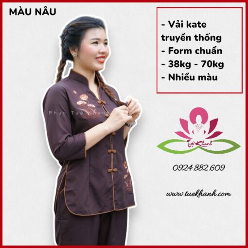 Bộ đồ Lam Đi Chùa Trang Nhã Kiểu Xẩm Thẳng Màu Nâu