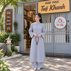 Áo tràng vải kate lụa màu lam (không quần) MS801