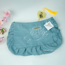 Túi đi chùa bèo nhún lam - túi bèo lam đựng áo tràng
