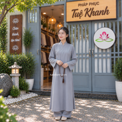 Áo tràng vải lụa tầm ý màu xám siêu mát rũ nam nữ (không quần)