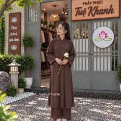 Áo tràng vải lụa tầm ý màu nâu siêu mát rũ nam nữ không thêu (không quần)