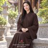 Áo tràng không xẻ tà Hoằng Pháp vải lụa tầm ý cao cấp màu nâu (áo tràng quây)