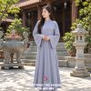 Áo tràng không xẻ tà Hoằng Pháp vải lụa tầm ý cao cấp màu xám (áo tràng quây)