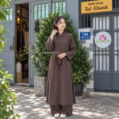 Áo tràng vải Linen Ấn màu nâu trơn (không quần) MS102