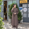 Áo tràng vải Linen Ấn màu nâu trơn (không quần) MS102