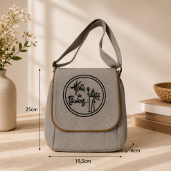 Túi đi chùa đựng áo tràng có nắp Hiểu Và Thương 25x20x6cm màu be