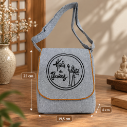 Túi đi chùa đựng áo tràng có nắp Hiểu Và Thương 25x20x6cm màu xám